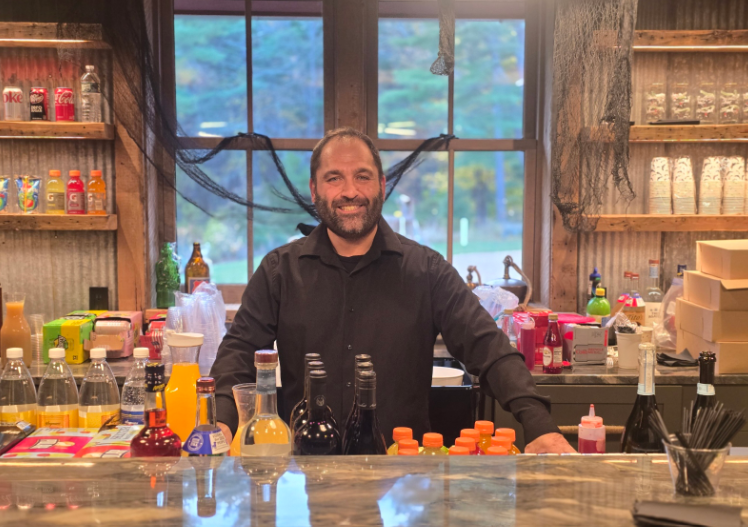 Bartender behind a prepared event bar
